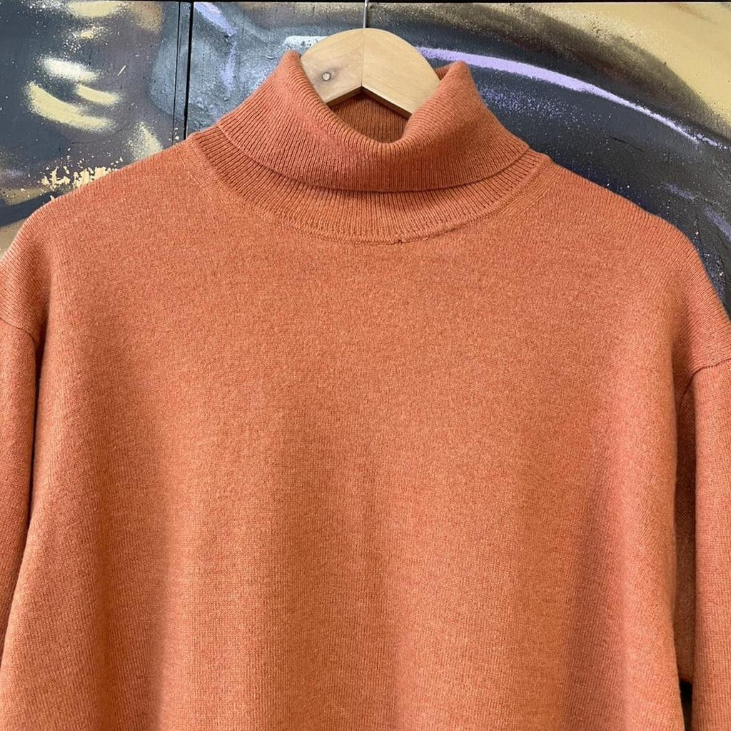 Italian Vintage Burnt Orange Roll Neck Cashmere Sweater