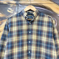 BR1912ALZ-P - Vintage Ralph Lauren Beige and Blue Check Longsleeve collared button up polo shirt top #Y2K #preppy #chiefkeef #smartcasual #oldmoney