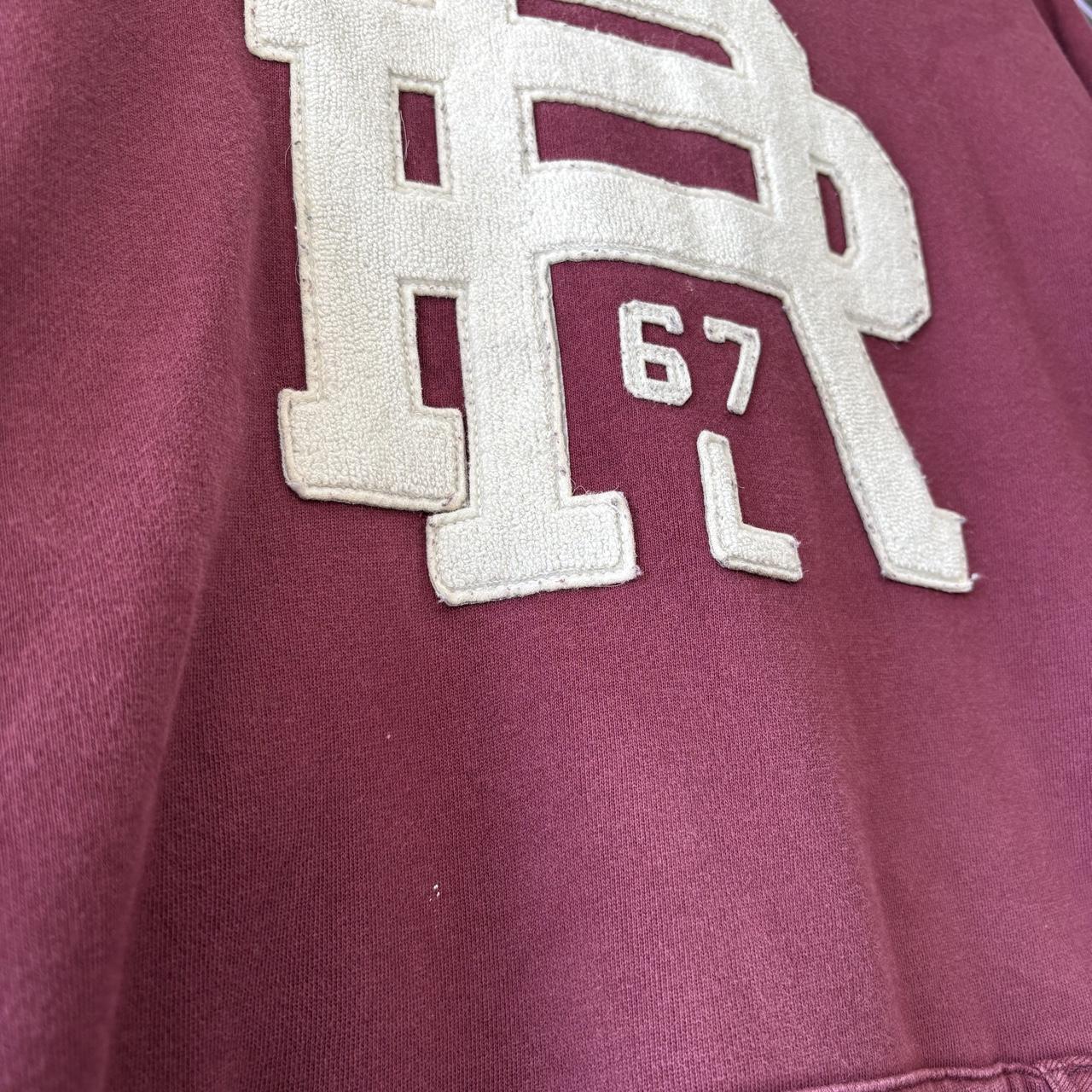 Vintage Polo Ralph Lauren Hoodie Mens XL Burgundy Big Centre Patch Logo Sweatshirt Jumper Preppy Old Money Top 90s Y2K 00s
