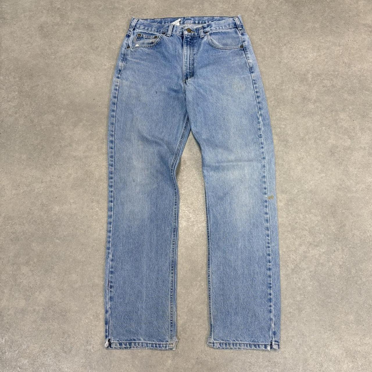 BR1912AAR-U - Vintage retro essential  Carhartt Straight Leg Light Blue Wash Denim Jeans Trousers pants #denim #straightleg #jeans #carhartt #skater