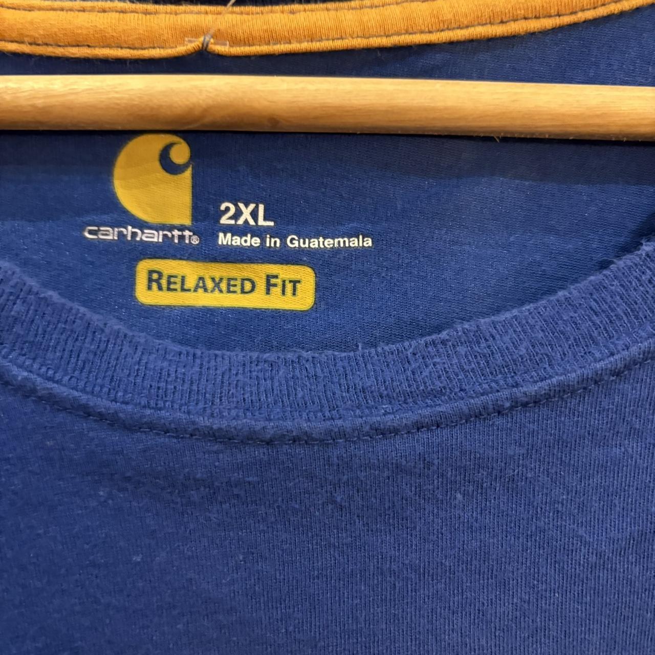 BR2306NL-F - Vintage Retro Essential Blue Carhartt Plain Top Tee T-shirt with embroidered patch logo #skater #workwear  #carhartt #y2k #pocket