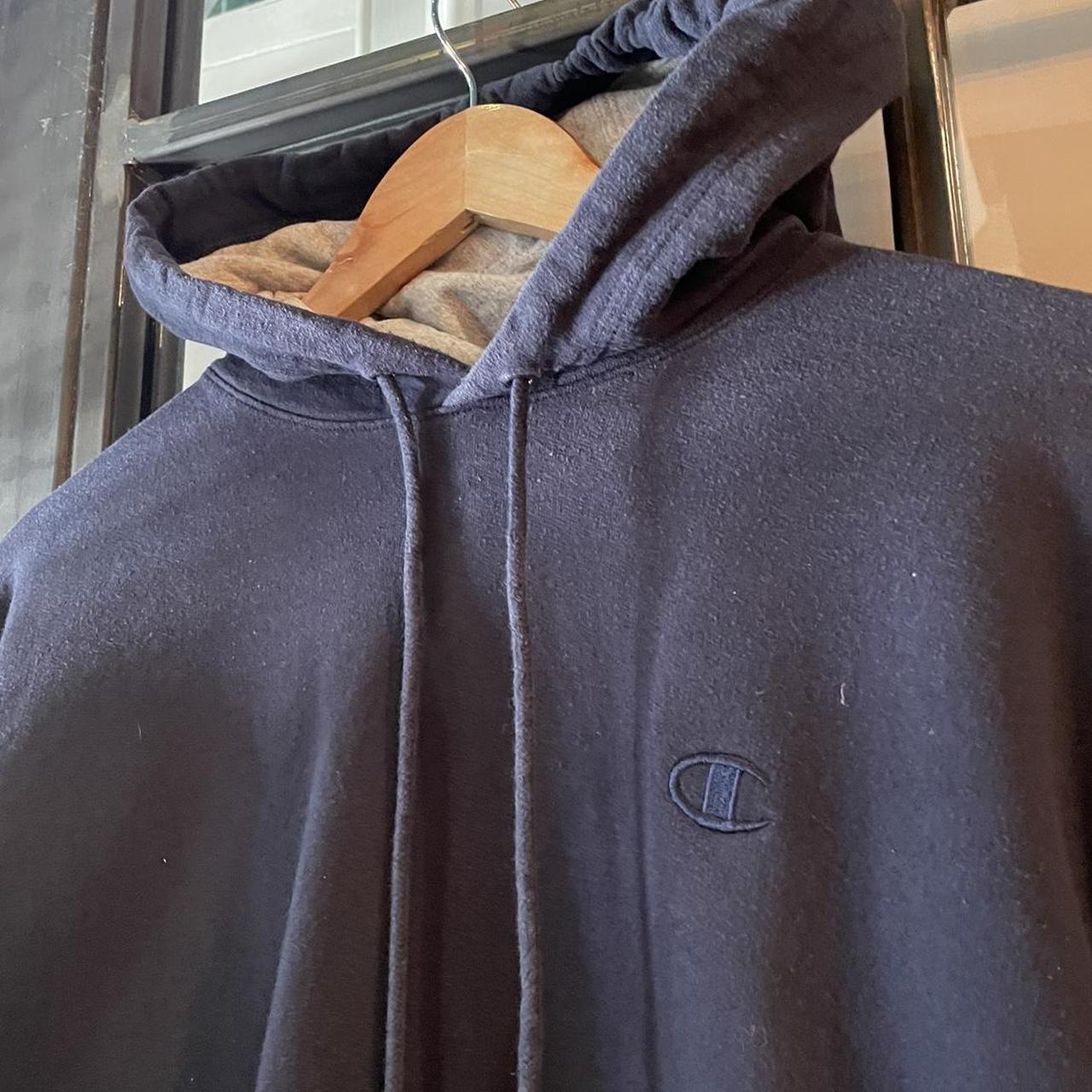 1224A23BR - Vintage Retro Essential Navy Chanpion Sweatshirt Hoodie with big spellout embroidered logo #90s #sportswear #essential #champion #y2k