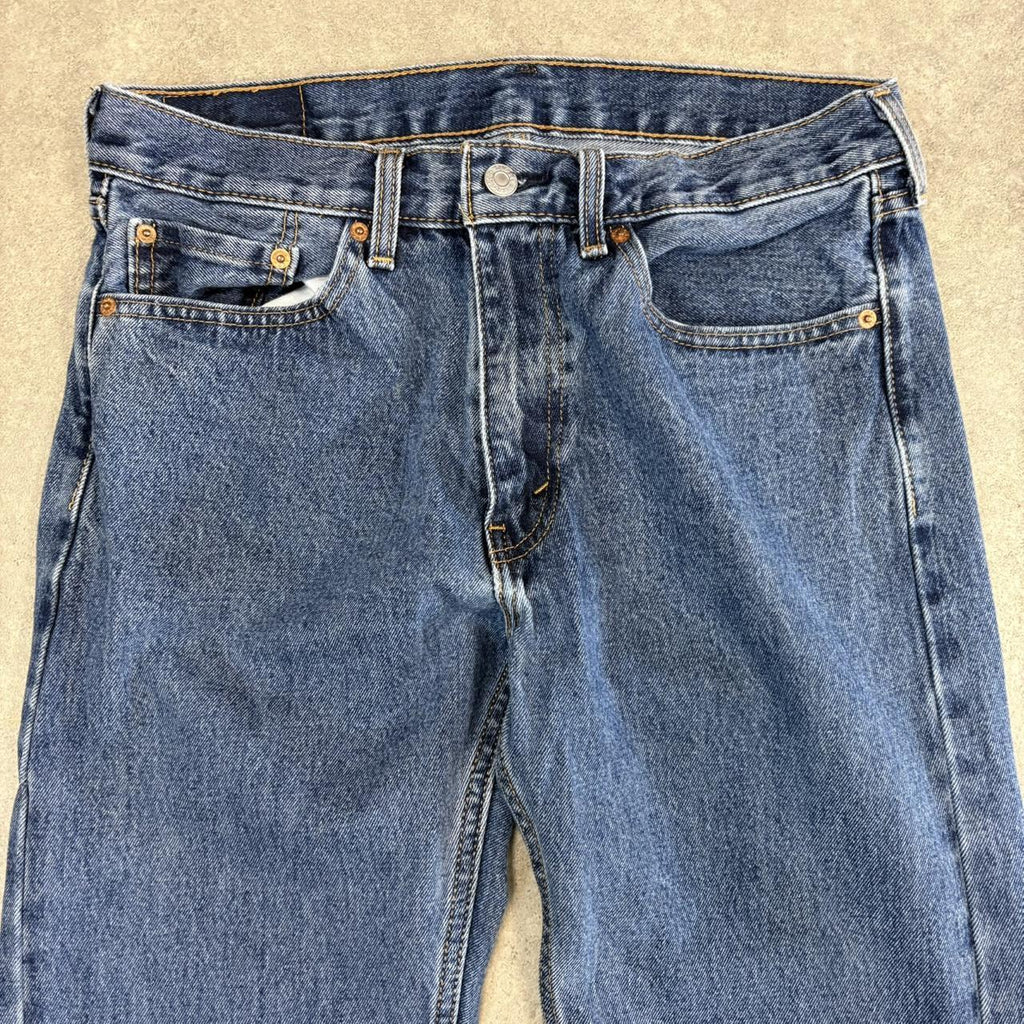 Vintage Levi’s 505 Jeans 32x32 Denim Dark Blue Wash Straight Leg Trousers Cowboy Western USA