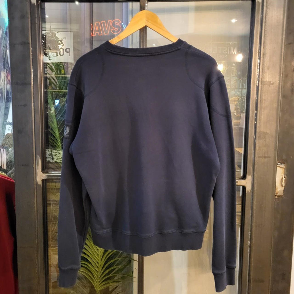 SWT126-P - Vintage retro navy essential Belstaff sweatshirt jumper pullover crewneck with arm logo true vintage Y2K 90s wide boxy fit