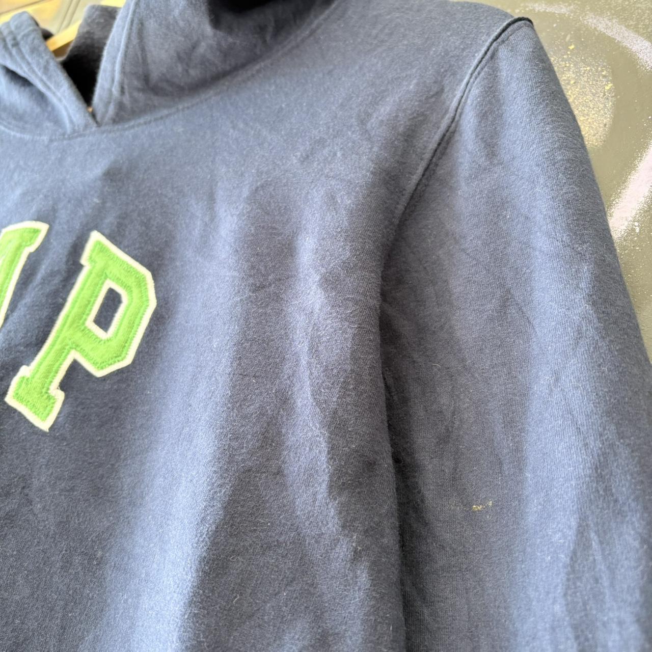 Vintage GAP Hoodie Womens Medium Spellout Logo Navy Blue USA Collegiate Varsity Streetwear 90s Y2K