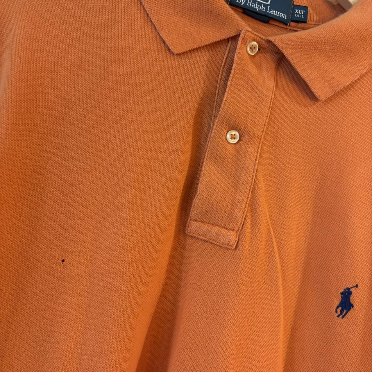 POL548F - Vintage Retro Ralph Lauren Plain Orange Longsleeve Polo collared button up top  #Y2K #preppy #chiefkeef #oldmoney #ralphlauren