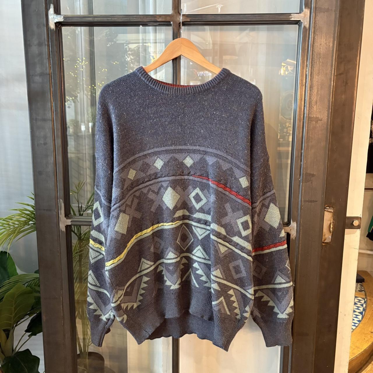 0225A25BR - Vintage Retro Essential Blue patterned argyle golf grandpa cosby sweatshirt crewneck knit Jumper #coogistyle #knitjumper #90s #grandad #knitted