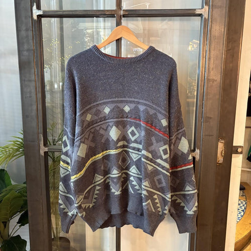 0225A25BR - Vintage Retro Essential Blue patterned argyle golf grandpa cosby sweatshirt crewneck knit Jumper #coogistyle #knitjumper #90s #grandad #knitted