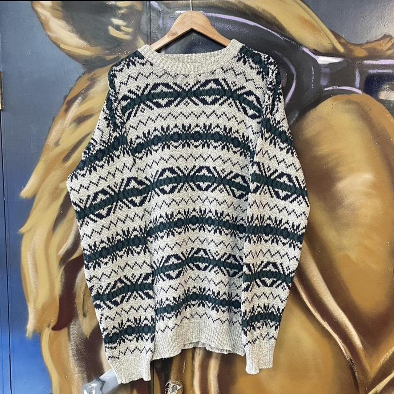 Vintage Funky Pattern Knit Grandad Sweater