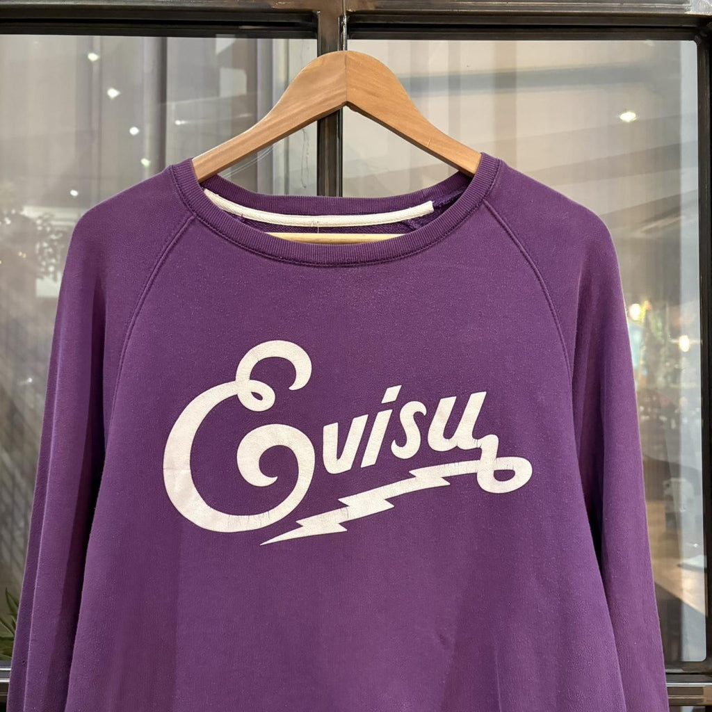 SWT107-P - Vintage Retro Essential Purple Evisu Crewneck Jumper Sweatshirt with spell out print logo #sweat #japanese #essential #y2k #evisu