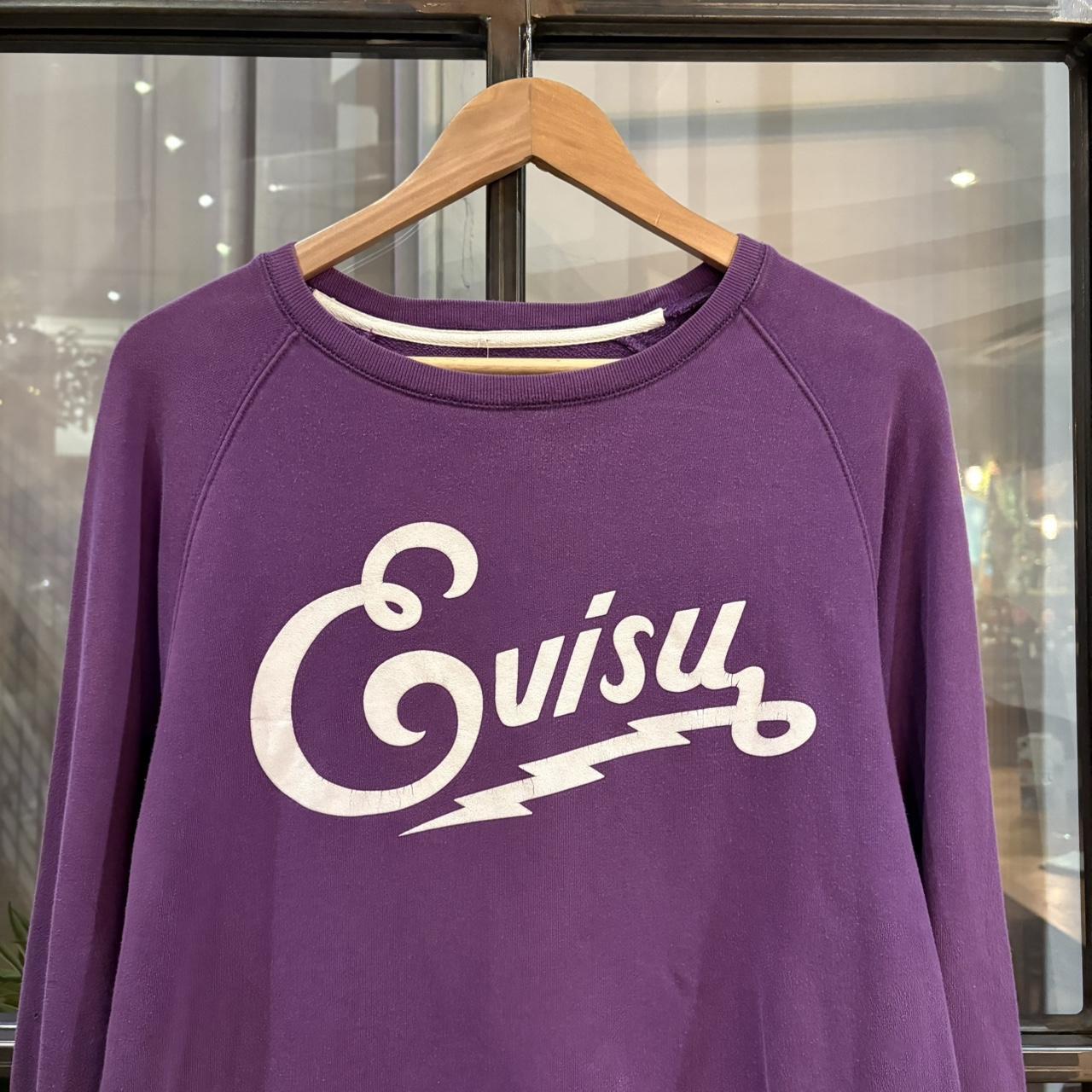 SWT107-P - Vintage Retro Essential Purple Evisu Crewneck Jumper Sweatshirt with spell out print logo #sweat #japanese #essential #y2k #evisu