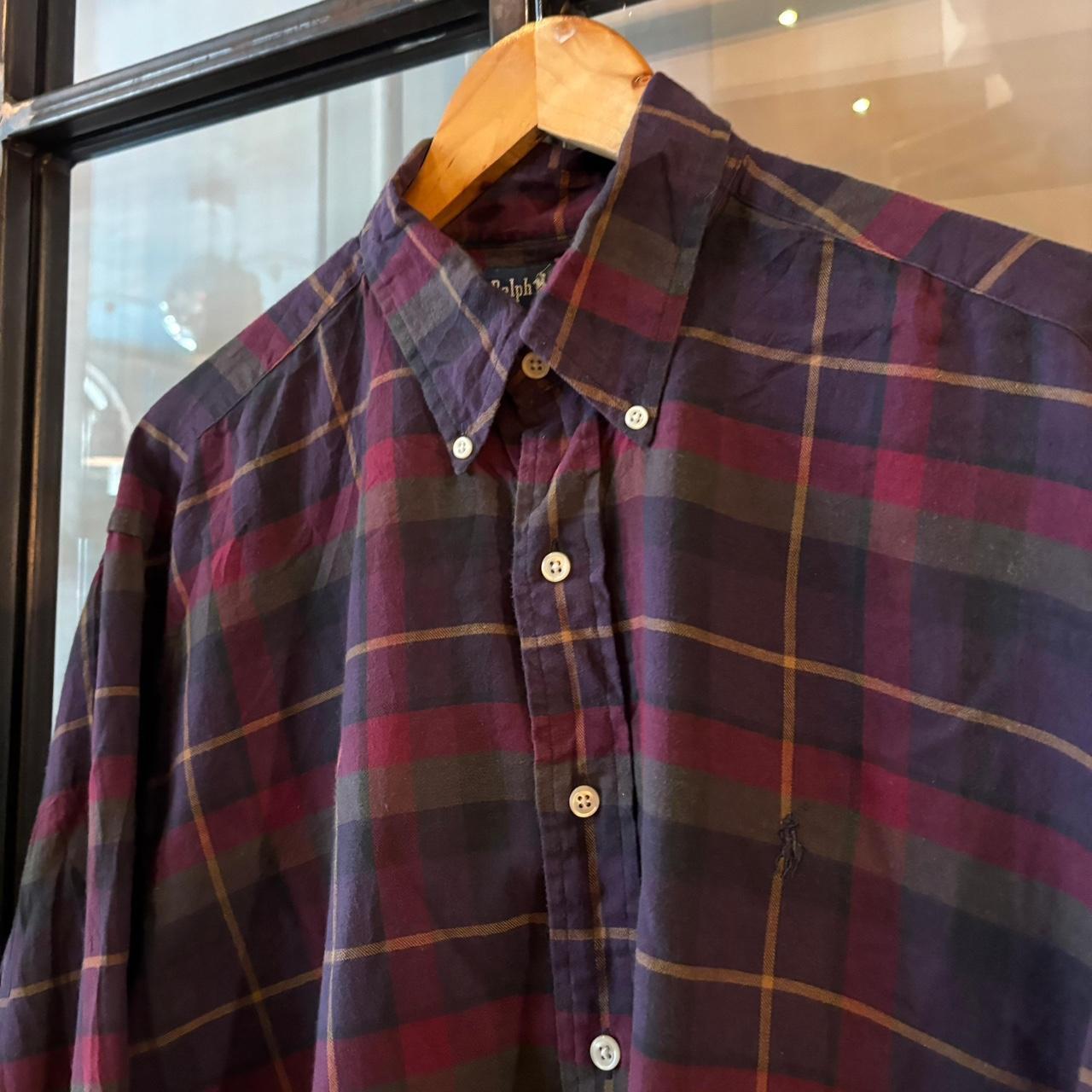 RLS236F - Vintage Ralph Lauren Plum Check Longsleeve collared button up polo shirt top #Y2K #preppy #chiefkeef #smartcasual #oldmoney