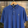 POL436-F - Vintage Retro Ralph Lauren Plain Blue Polo Shirt Short Sleeve collared button up top  #Y2K #preppy #chiefkeef #oldmoney #ralphlauren
