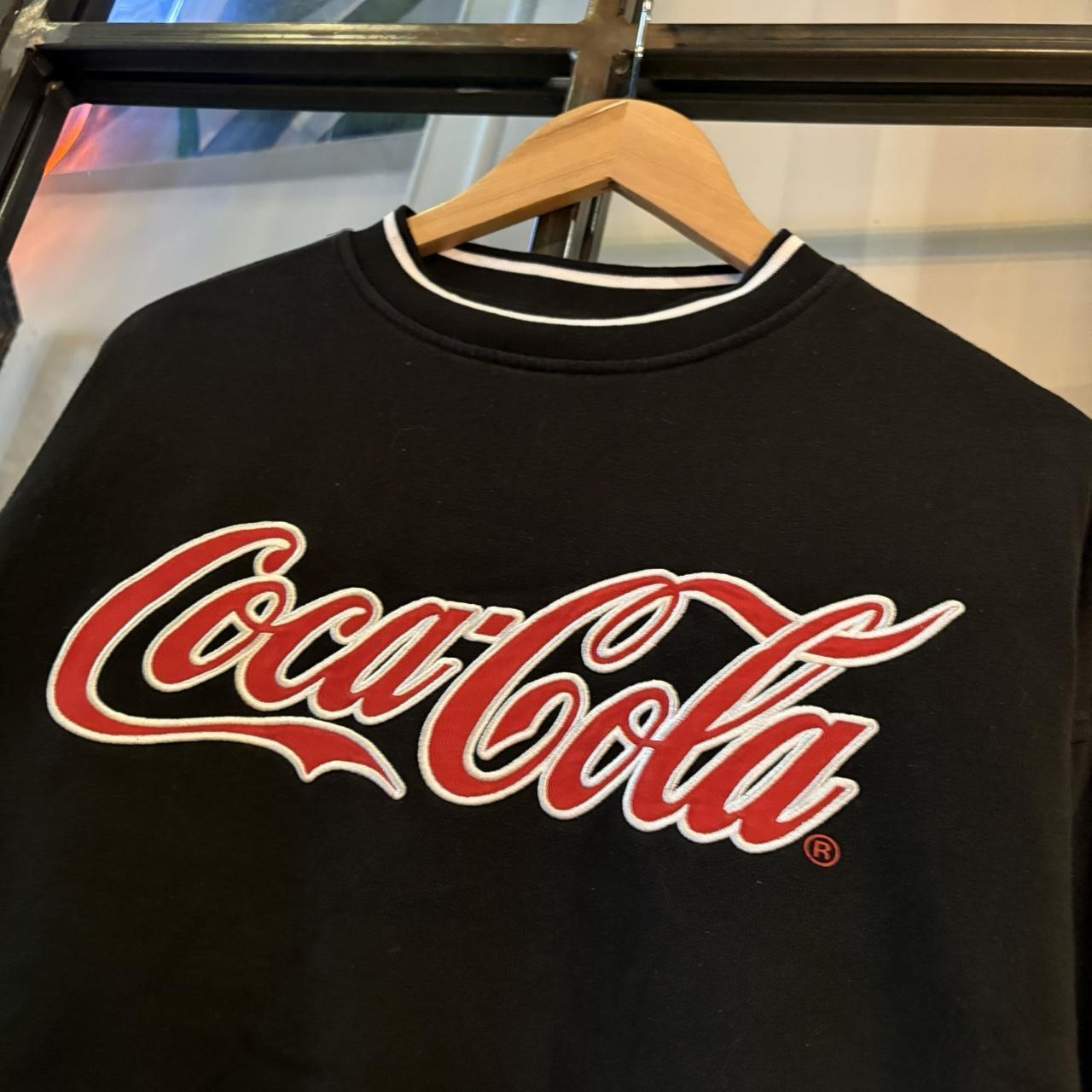 SWT688F - Vintage Retro Essential Black Coca Cola Crewneck Jumper Sweatshirt with embroidered patch logo #90s #boxy #essential #y2k #cocacola
