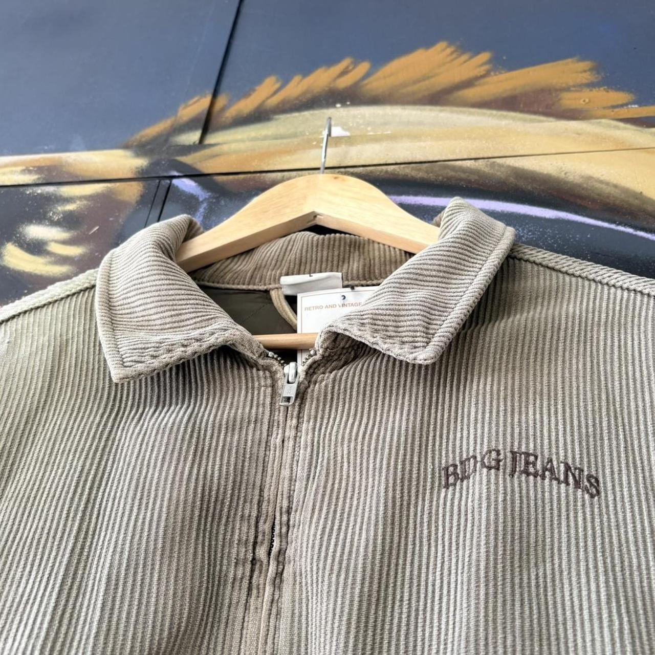 Vintage BDG Urban Outfitters Corduroy Jacket Mens Large Beige Harrington Zip Coat Jumbo Cord 90s Y2K