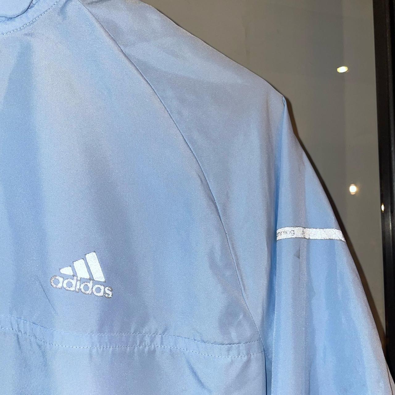 SWT568BR - Vintage Retro Essential Baby Blue Adidas Reflective Lightweight 1/4 Zip up jacket windbreaker #sportswear #y2k #90s #adidas #lightweight