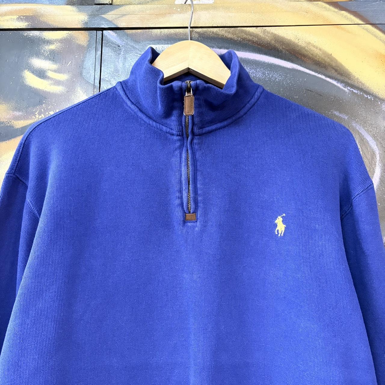 BR1602BO-U - Vintage Ralph Lauren Blue Polo Ralph Lauren 1/4 quarter zip up Sweatshirt jumper fleece top #Y2K #preppy #quarterzip #smartcasual #oldmoney
