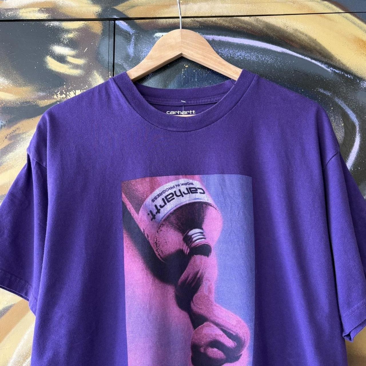Carhartt WIP Graphic T Shirt Mens Large Purple Tee Paint Art Graphic Print Streetwear Skate Top Y2K