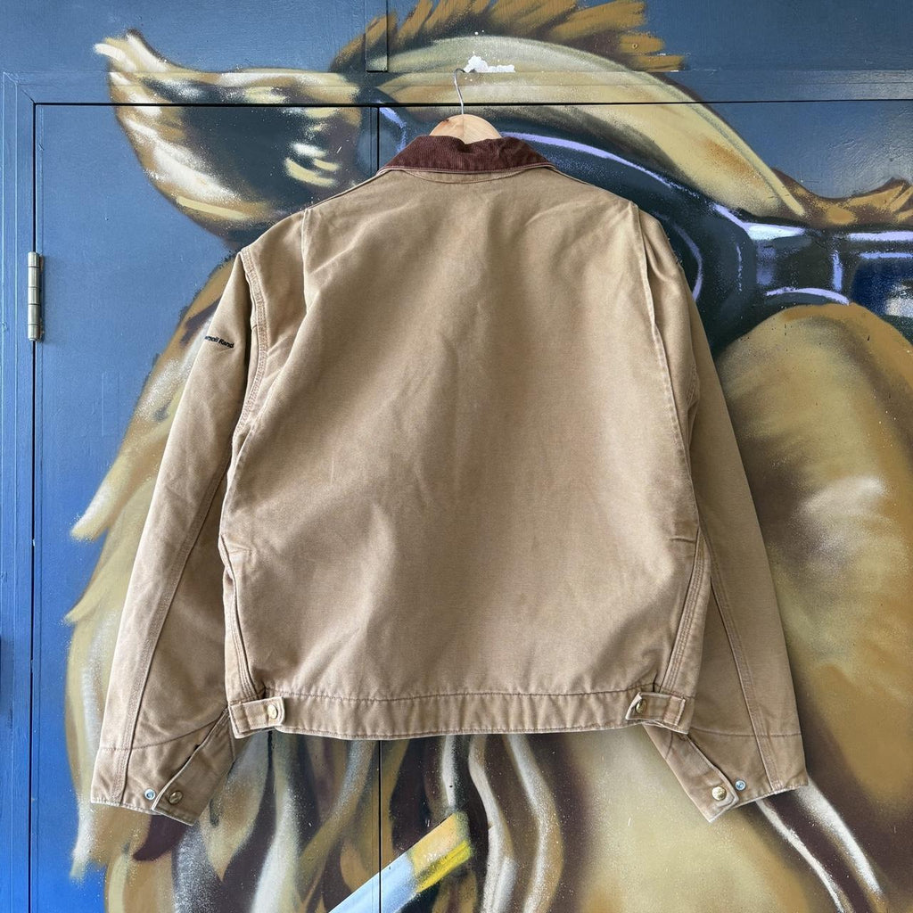 Vintage Carhartt Detroit Jacket Mens Large Full Zip Coduroy Collar Made in USA J001-BRN Workwear Canvas Heavyweight Coat 90s Y2K