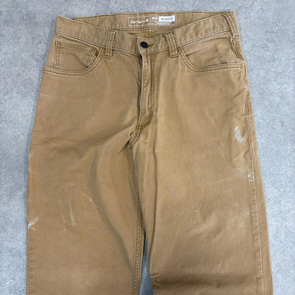 Vintage Carhartt Jeans Mens 32x34 Beige Carpenter Pants Trousers Straight Leg Skate Workwear Y2K 90s