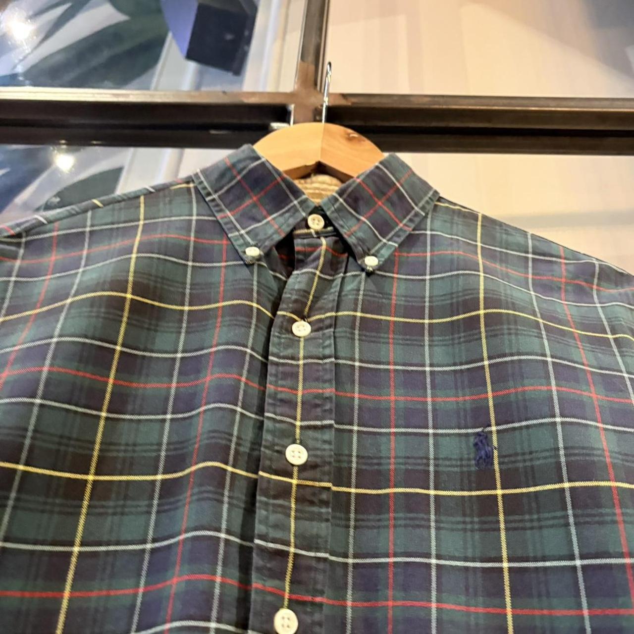 Vintage Polo Ralph Lauren Tartan Oxford Shirt Top Mens Small Green Plaid Check Button Down Long Sleeve Pony Horse Logo Old Money Preppy Classic Casual Streetwear 90s Y2K