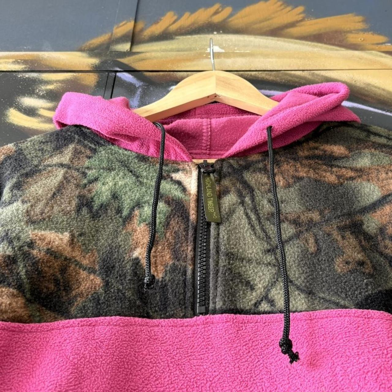 RealTree Mossy Oak Camo Pink Fleece Hoodie Mens Large Quarter Zip USA Hunting Gorpcore Streetwear Vintage 90s Y2K
