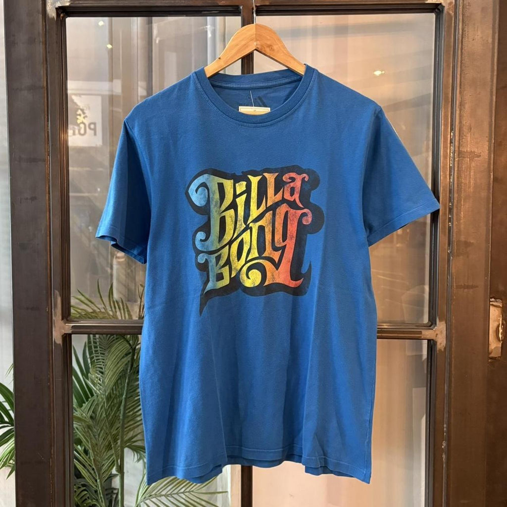 Vintage Billabong T Shirt Mens Medium Blue Tee Top Gradient Logo Graphic Surf Skate Streetwear Y2K