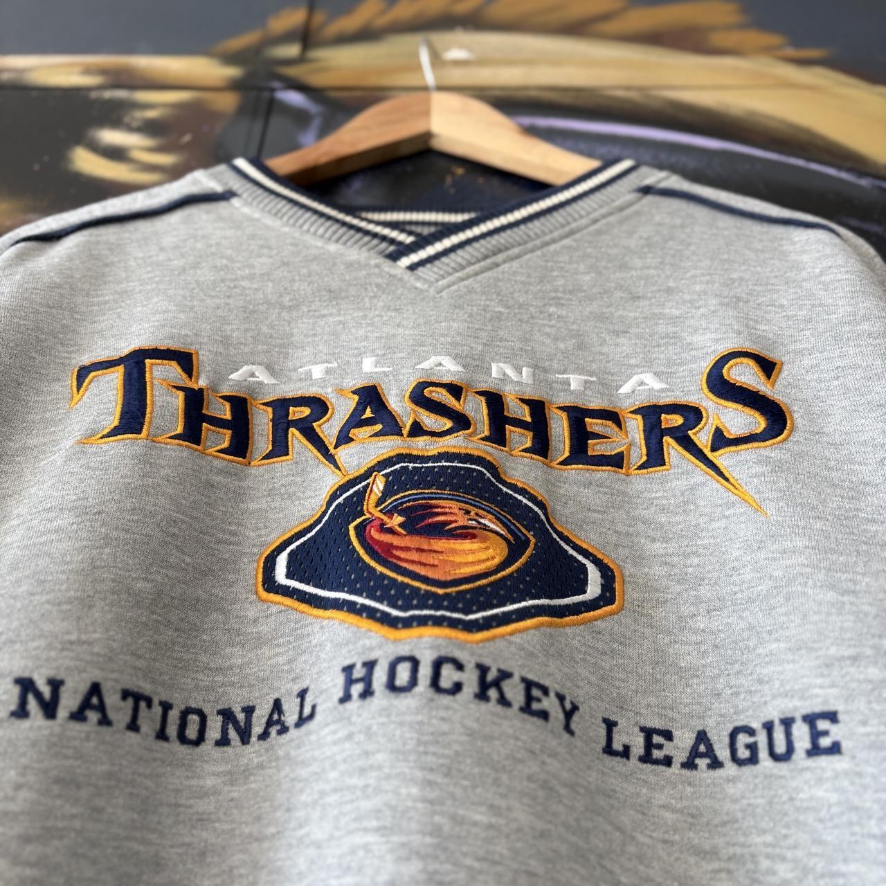 Vintage Lee Sport Sweatshirt Mens XL Grey NHL Atlanta Thrashers Hockey Pullover Jumper Top 90s Y2K 00s