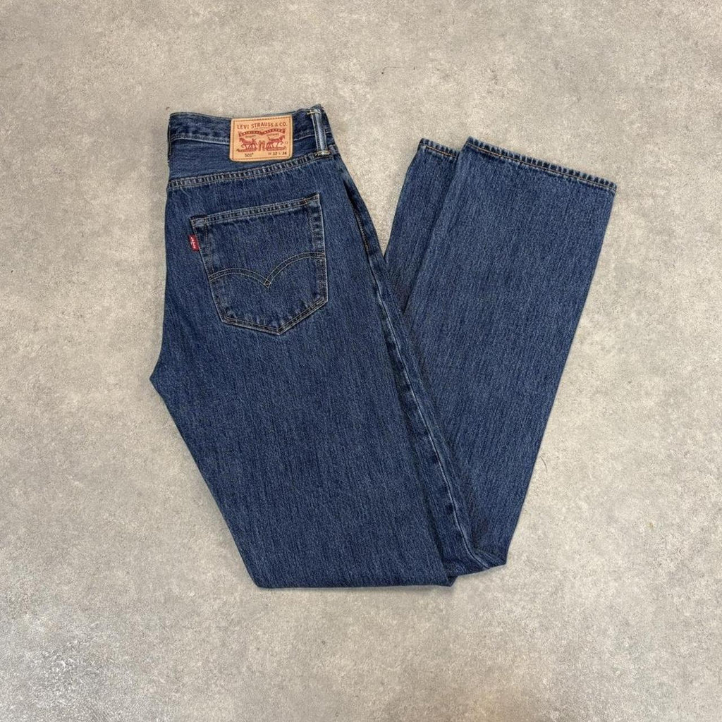 Vintage Levis 501 Jeans Mens 32" Waist Denim Wash Trouser 36" Straight Leg long Western Cowboy USA