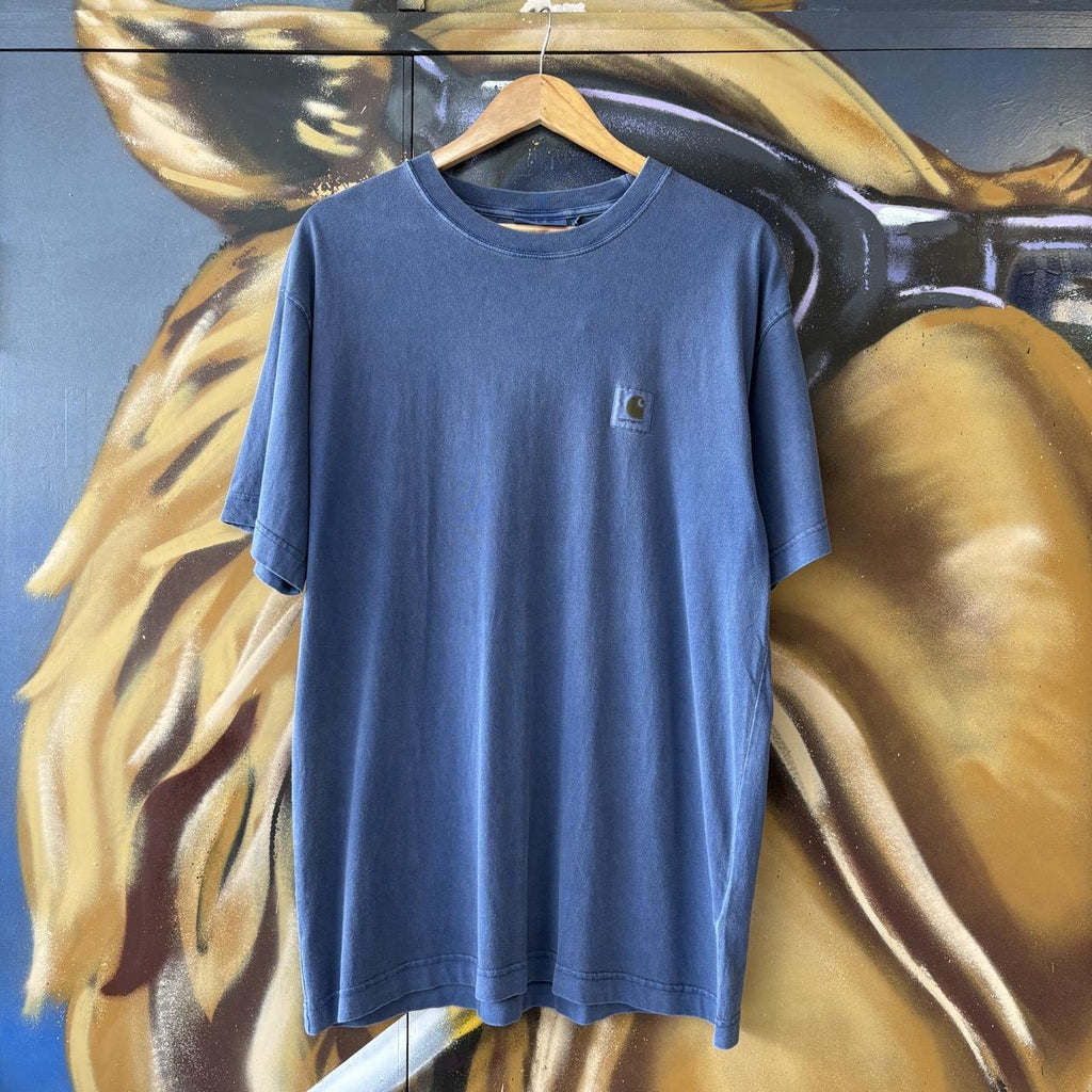 Carhartt WIP T shirt Mens Large Blue Garment Dyed Nelson Pocket Skate Workwear Baggy Tee Top 90s Y2K 00s