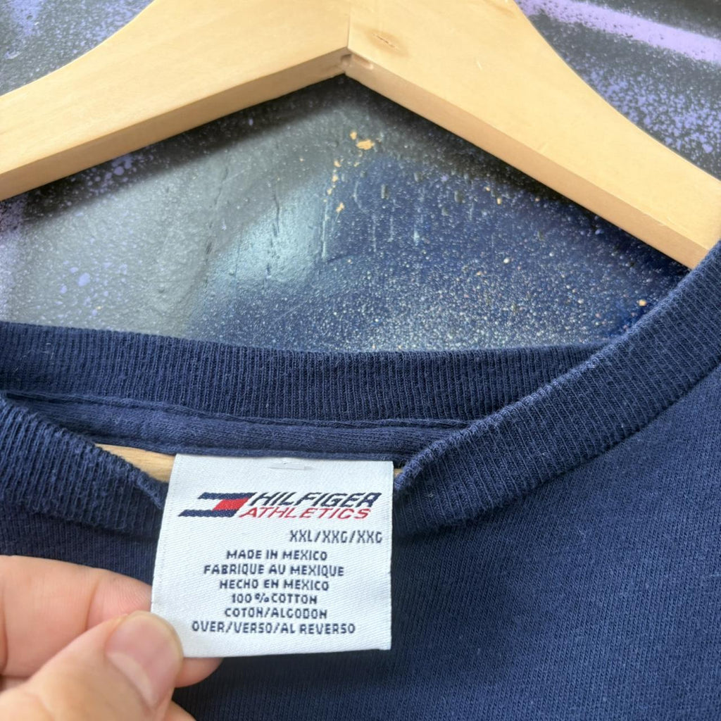 BR2306PA-U - Vintage Retro Essential Tommy Hilfiger Athletics Navy Graphic Print Top Tee T-shirt #90s #graphic #top #tommy #basic