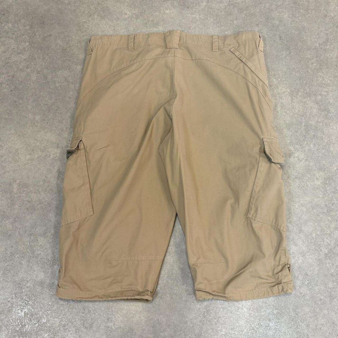 Vintage Beige Nike Cargo Shorts Mens 42” Over Knee Baggy Wide Leg Skate Surf Utility Hip Hop Streetwear Y2K