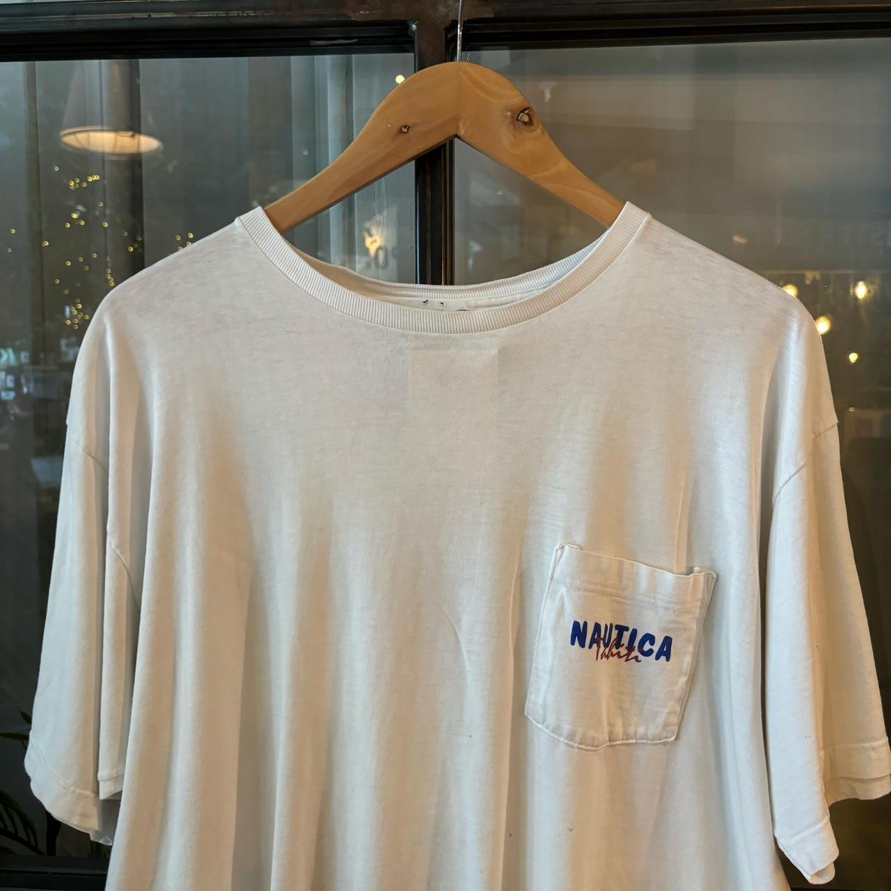 0325A76F - Vintage Retro Essential White Nautica Hawaiian Shirts Graphic Print Top Tee T-shirt #90s #graphic #hawaiianshirt #nautica #hawaii