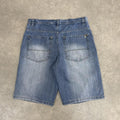 Vintage Blue Wash Southpole Jorts Mens 38” Baggy Wide Leg Skate Surf Denim Jean Shorts Hip Hop Streetwear Y2K