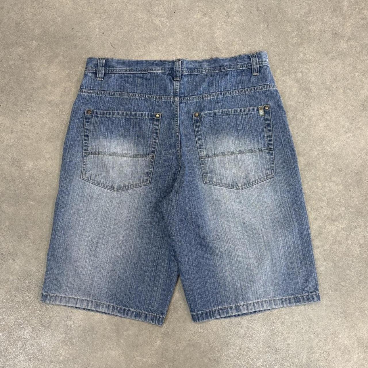 Vintage Blue Wash Southpole Jorts Mens 38” Baggy Wide Leg Skate Surf Denim Jean Shorts Hip Hop Streetwear Y2K
