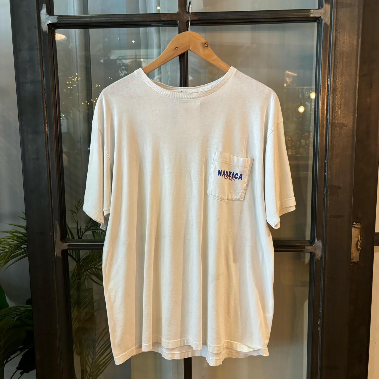 0325A76F - Vintage Retro Essential White Nautica Hawaiian Shirts Graphic Print Top Tee T-shirt #90s #graphic #hawaiianshirt #nautica #hawaii