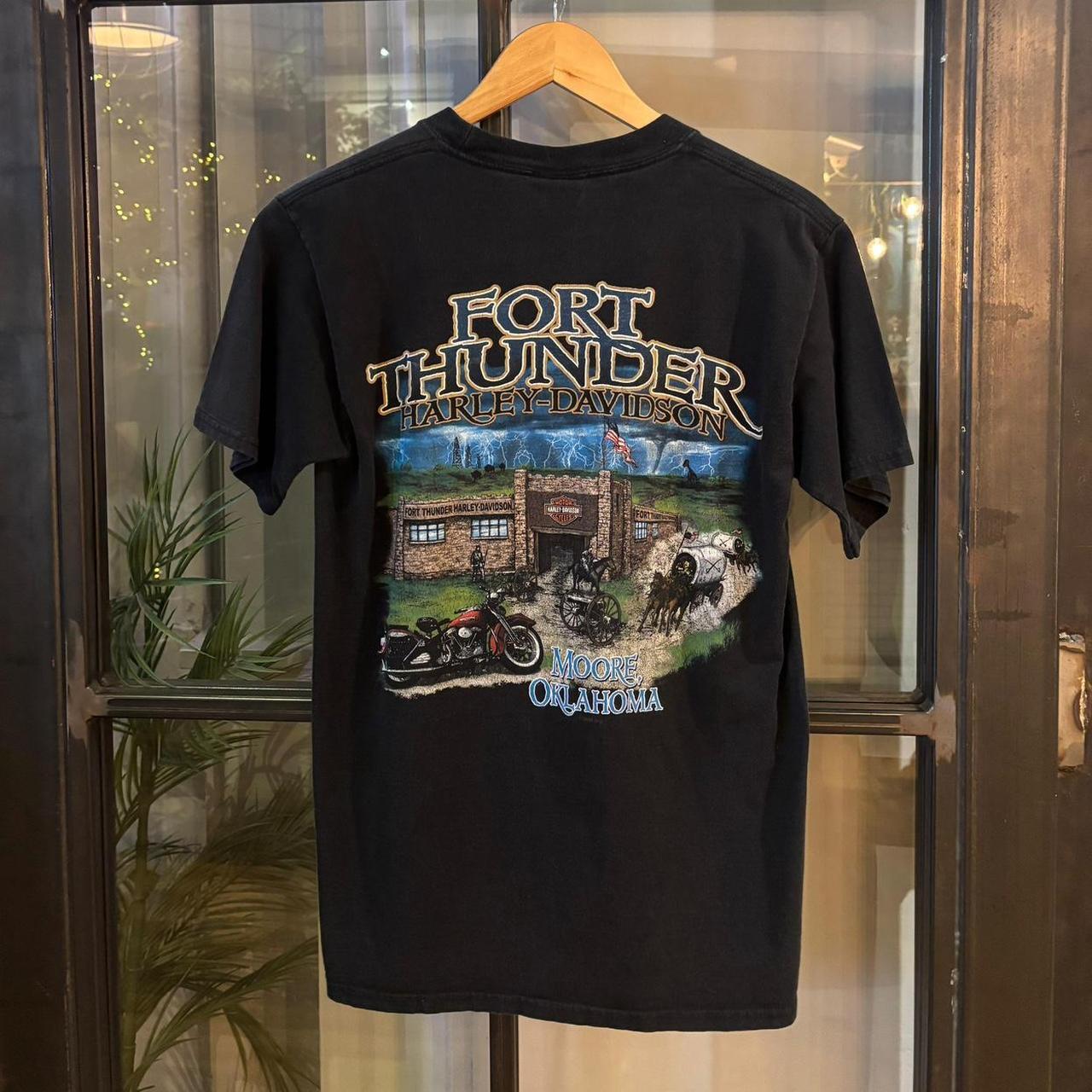 0325A22F - Vintage Retro Essential Harley Davidson Fort Thunder Moore Oklahoma Print Top Tee T-shirt #graphic #motorcycles #biker #harley #harleydavidson
