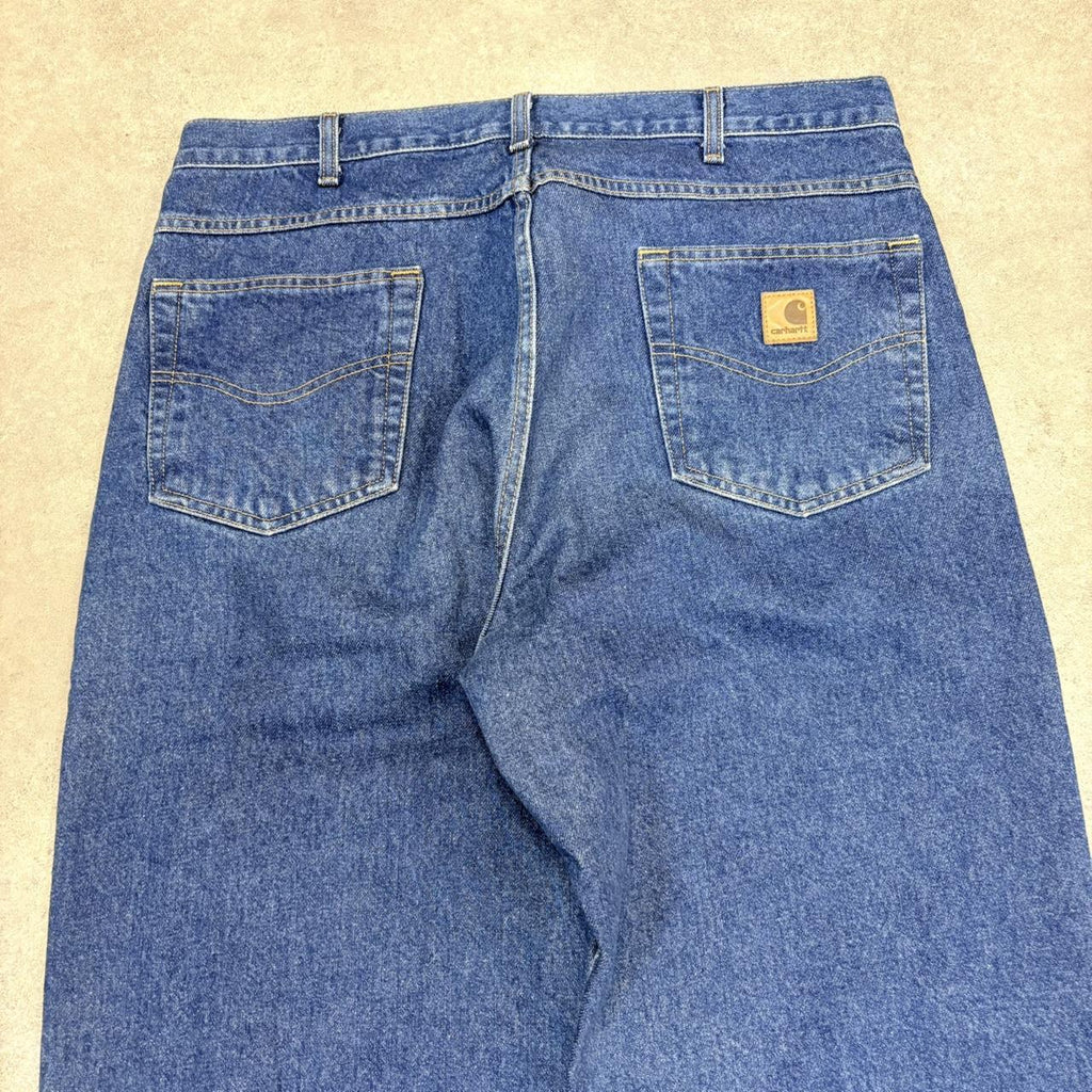 BR1912UK-U - Vintage retro essential Carhartt Straight Leg Relaxed Blue Wash Denim Jeans Trousers pants #denim #skater #jeans #carhartt #straightleg
