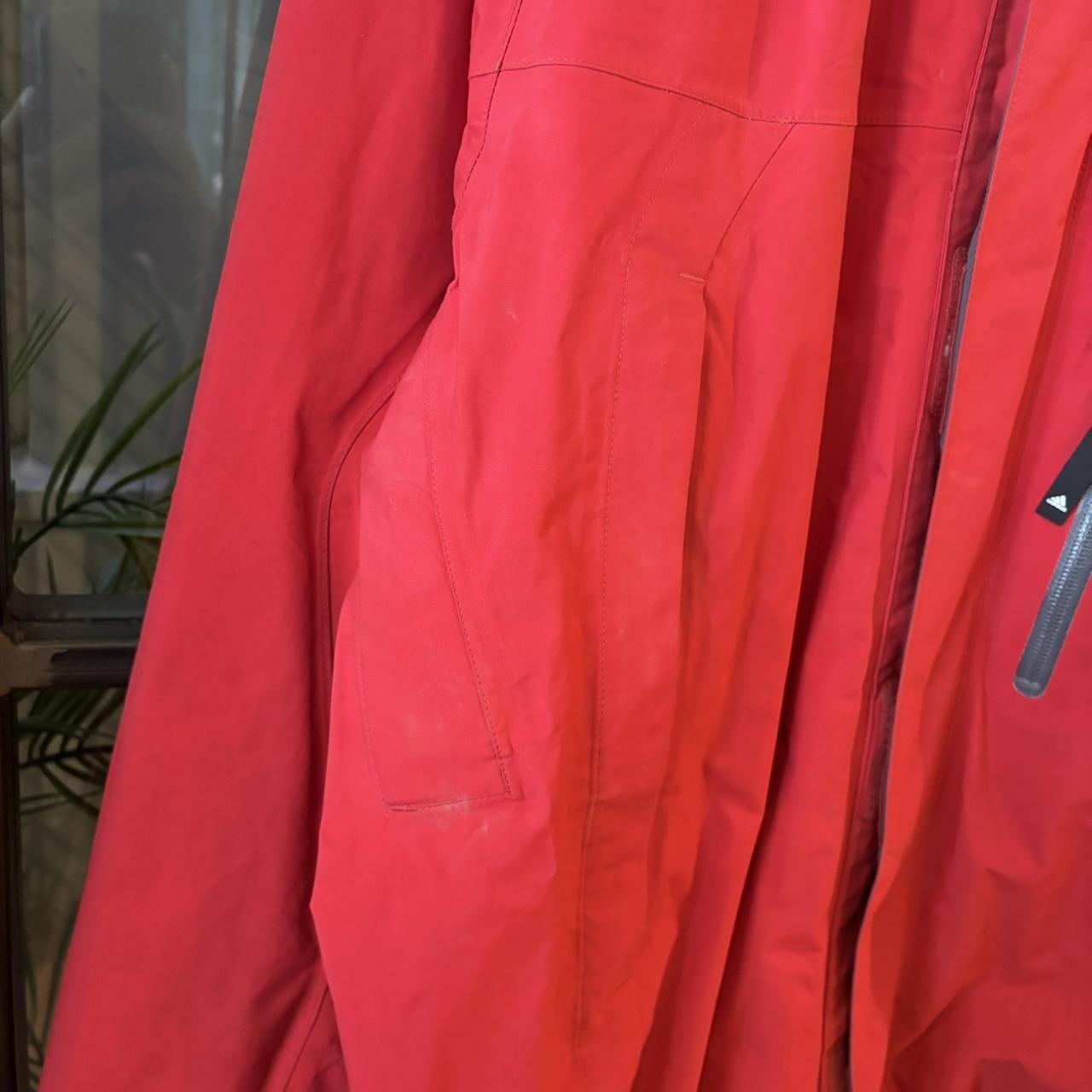 SWT570BR - Vintage Retro Essential Red Adidas full zip hooded Mesh Lining padded jacket coat with adjustable waist #gorpcore #hike #expedition #outdoor #adidas