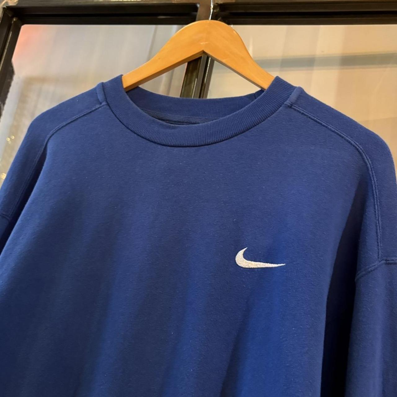 0325H20UP - Vintage Retro Essential Blue Nike Crewneck Jumper Sweatshirt with  embroidered swoosh logo #90s #sportswear #essential #y2k #nike