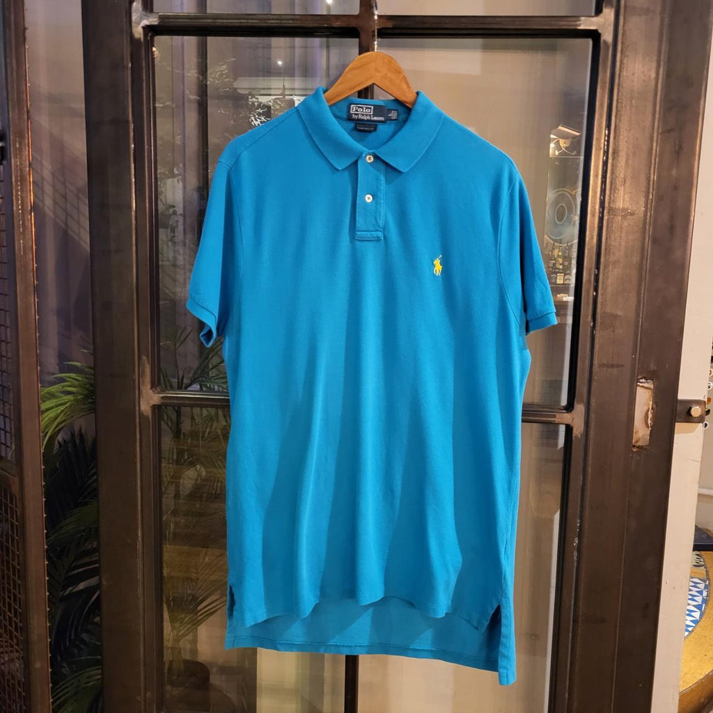 POL160 - Vintage Ralph Lauren Blue Polo Shirt Short Sleeve collared button up top #Y2K #preppy #chiefkeef #golf