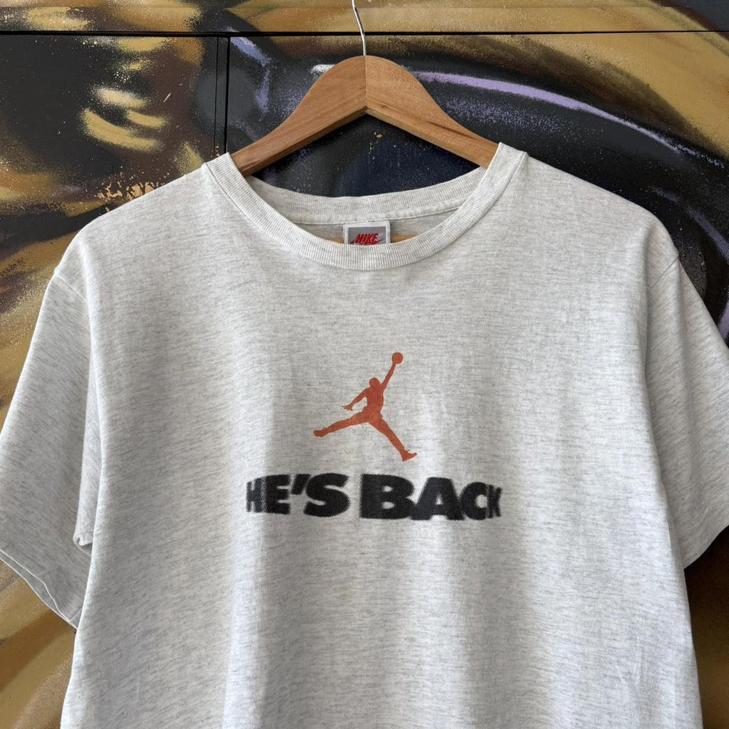 Vintage Nike Jordan T Shirt Tee Mens Small Grey Single Stitch Jumpman Graphic Print Logo NBA 90s Y2K