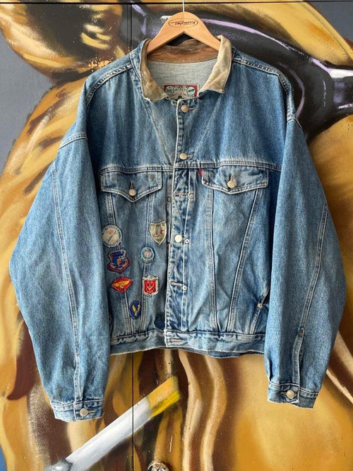 90s Avirex Patchwork Denim Jacket