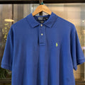 POL436F - Vintage Retro Ralph Lauren Plain Blue Polo Shirt Short Sleeve collared button up top  #Y2K #preppy #chiefkeef #oldmoney #ralphlauren