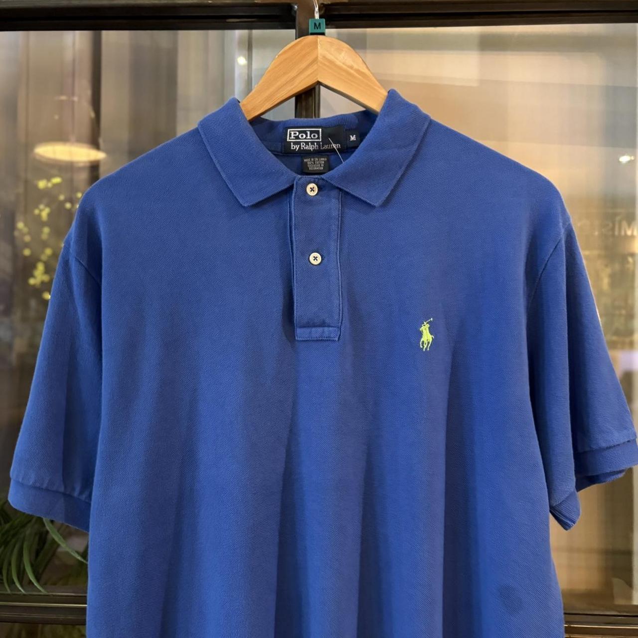 POL436F - Vintage Retro Ralph Lauren Plain Blue Polo Shirt Short Sleeve collared button up top  #Y2K #preppy #chiefkeef #oldmoney #ralphlauren