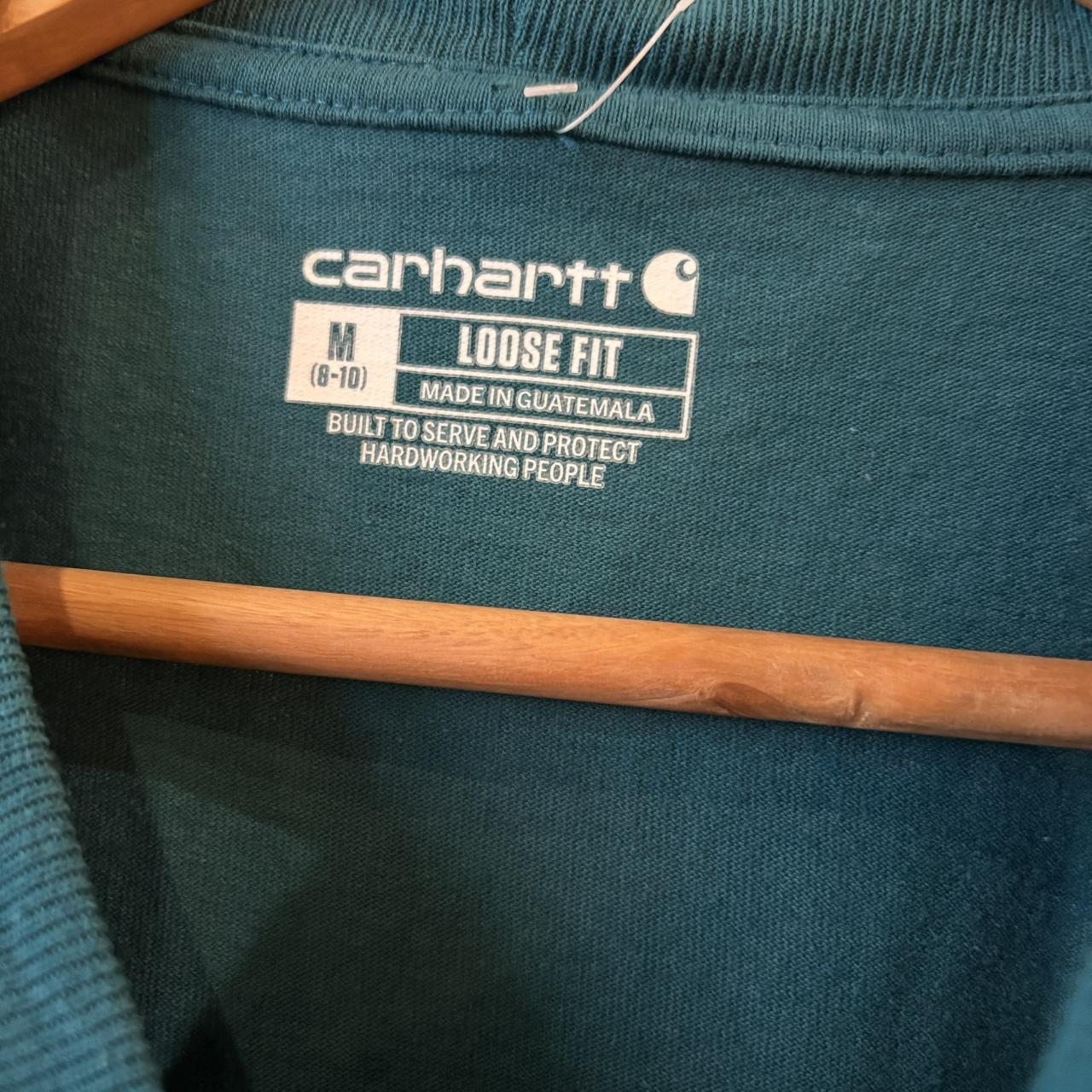 TEE522P - Vintage Retro Essential Teal Carhartt Longsleeve Graphic Print Top Tee T-shirt #skater #workwear  #carhartt #y2k #longsleeve