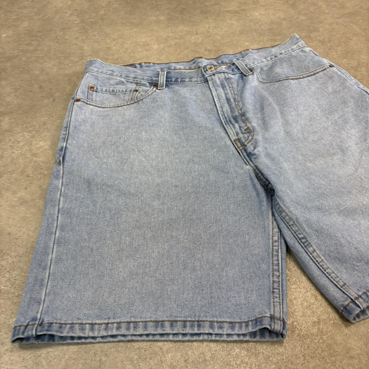 Vintage Light Blue Wash Levi’s 550 Jorts Mens 38” Baggy Wide Leg Skate Surf Denim Jean Shorts Hip Hop Streetwear Y2K