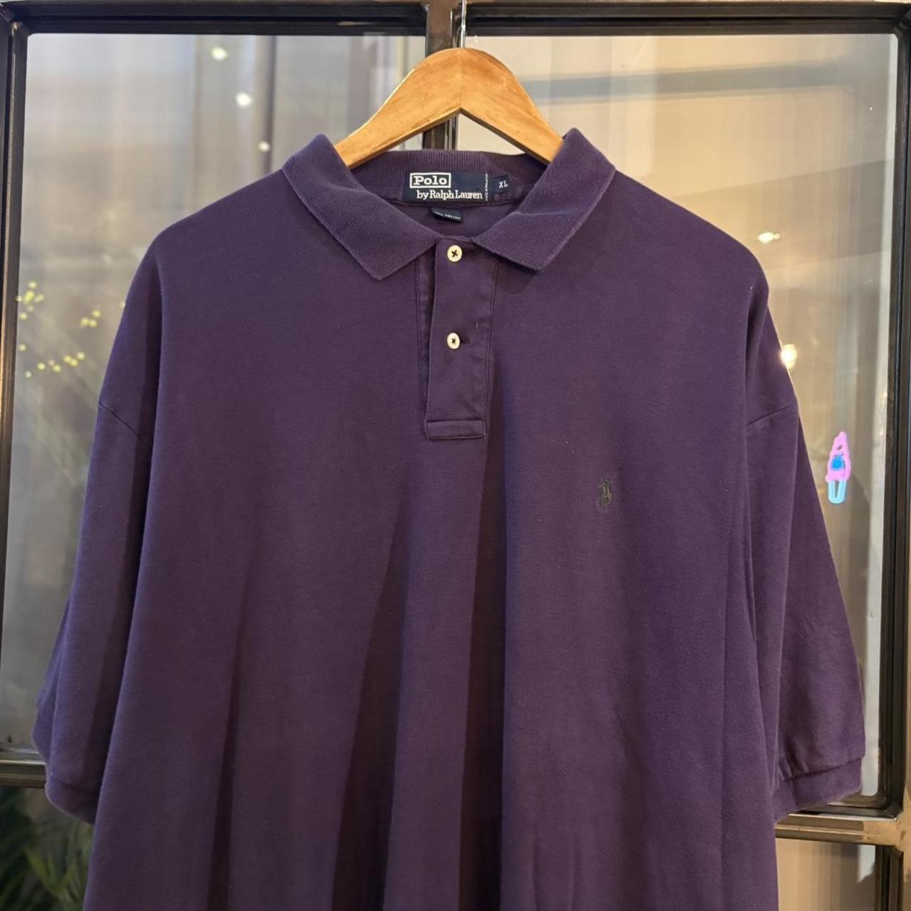POL526F - Vintage Retro Ralph Lauren Plain Purple Polo Shirt Short Sleeve collared button up top  #Y2K #preppy #chiefkeef #oldmoney #ralphlauren