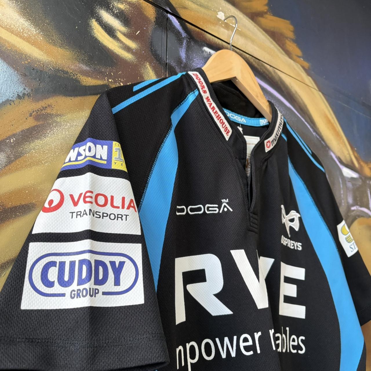 CP0404C-P - Vintage Retro Essential Collared Rugby Short Sleeve Jersey Shirt top  with embroidered logo  and printed sponsorships #sportswear #rugby #activewear #jersey #ospreys