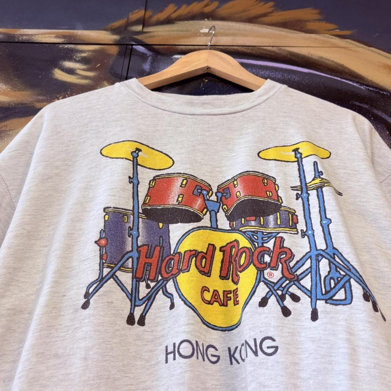 Vintage Hard Rock Hong Kong T Shirt Mens XL Grey Graphic Logo Tee 90s Single Stitch Y2K
